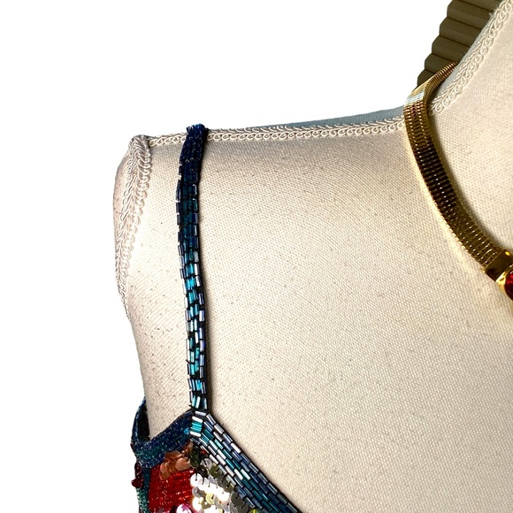 NWT 1991 Black Tie Oleg Cassini Neiman Marcus Sequin Dress (t200/b34) - Picture 6 of 17